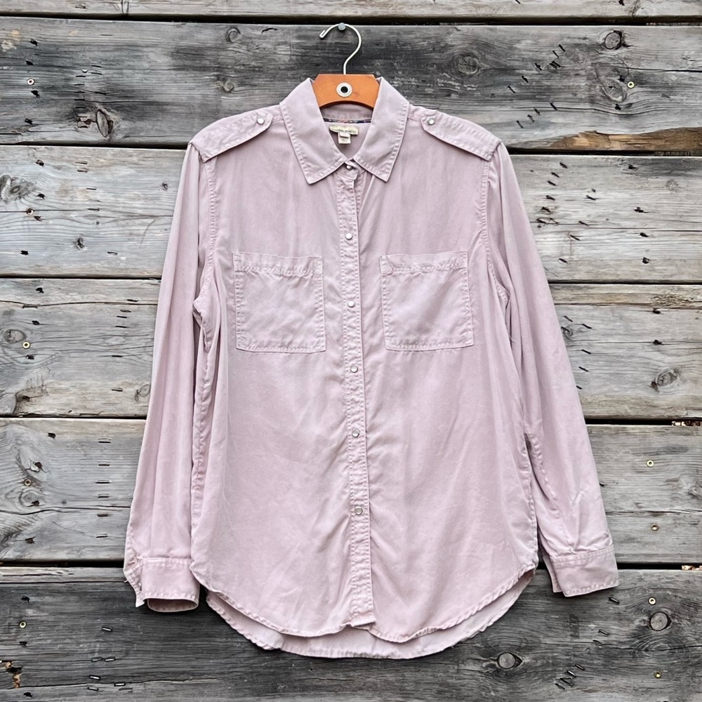 Holding Horses Anthropologie Tencel Lyocell Dimanche Pearl Button Up Size XS